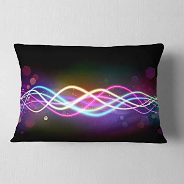 Imagem de Designart Manta lombar abstrata com linhas emaranhadas multicoloridas para sala de estar, sofá, enchimento de almofada + capa de almofada impressa em ambos os lados 30,5 x 50,8 cm