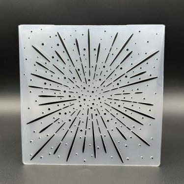 Imagem de Pasta de plástico em relevo 3D textura de fogos de artifício estrela 14 x 14 cm para fazer cartões, faça você mesmo, scrapbook, papel, artesanato, artesanato, scrapbook, artes, suprimentos, scrapbook
