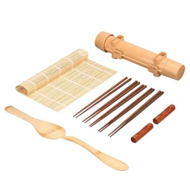 Imagem de Upoomart Kit de fabricação de sushi, 1 tapete de sushi de bambu, 1 bazuca de arroz, 5 pares de pauzinhos, 2 porta-pauzinhos, 1 pá, 1 espalhador, presente ideal para iniciantes na fabricação de sushi