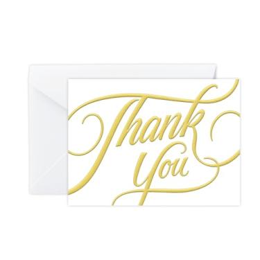 Imagem de easykart labels 100 cartões de agradecimento com folha dourada, 14 cm x 10 cm, notas de agradecimento, cartões marfim com envelopes para casamento, negócios, chá de bebê, pequenas empresas, funeral