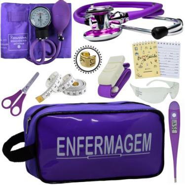 Imagem de Kit Academico Enfermagem Premium Preto Completo - Love Saude, ROXO ENF
