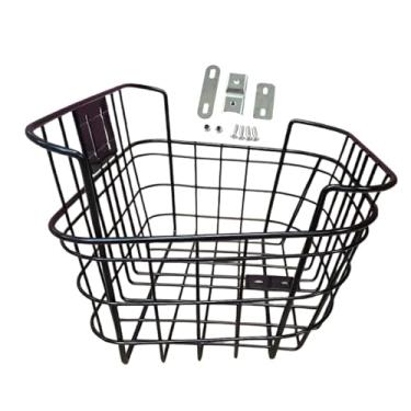 Imagem de rockible Cesta de bicicleta elétrica dianteira e traseira em liga de alumínio com decoração elegante em arame de metal à prova de intempéries Cesta de