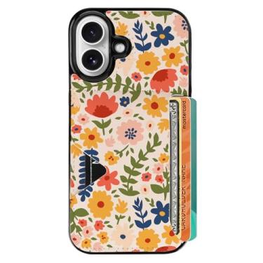 Imagem de uCOLOR Capa para iPhone 17 com porta-cartões - Capa carteira de couro fina com suporte para cartão de crédito Moneymate 2,5 m Capa protetora com compartimento para cartão oculto para mulheres e homens