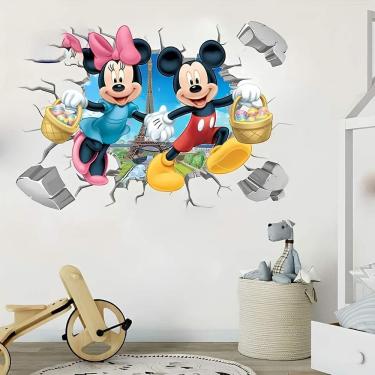 Imagem de Adesivo De Parede Buraco Mickey E Minnie Mod01