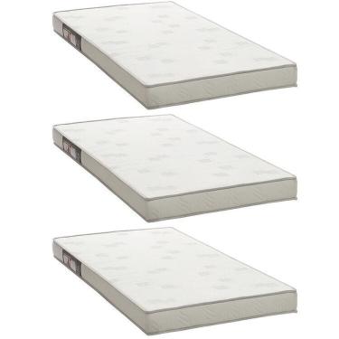 Imagem de Kit 3 Colchões Solteiro Ortobom D23 Light 78x188x12 Branco/cinza Branco/Cinza