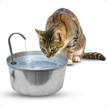Imagem de Fonte de Água para Gatos Bebedouro Pote Automática Elétrica Bivolt Alumínio Premium Água Fresca Filtrada Com Bomba - Petliz