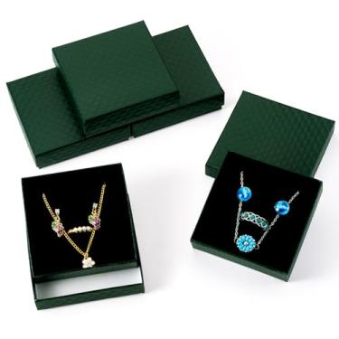 Imagem de Cheriswelry 5 peças, caixa de presente pequena com tampa, colar de 8,8 cm x 8,8 cm, caixa de exibição de brincos, caixas de papel quadradas, joias para dia dos namorados, acessórios de Natal e férias