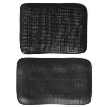 Imagem de Kit Travessas 18x14cm e 27x17cm Preto Matte Cerâmica Porto Brasil Serv