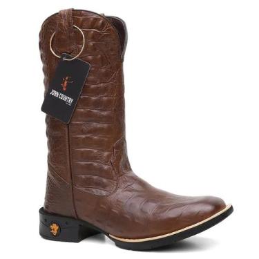 Imagem de Bota Texana Masculina em Couro Exótico Jacaré Cano Alto Estilo Premium