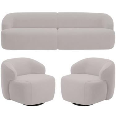 Imagem de Sofá 4 Lugares Curvo Orgânico com 02 Poltronas Para Sala Living 280cm Barolo L06 Veludo Grafite - Lyam Decor