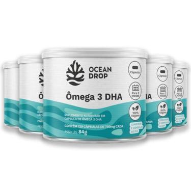 Imagem de Kit 5 Ômega 3 DHA Vegano Ocean Drop 120 Cápsulas