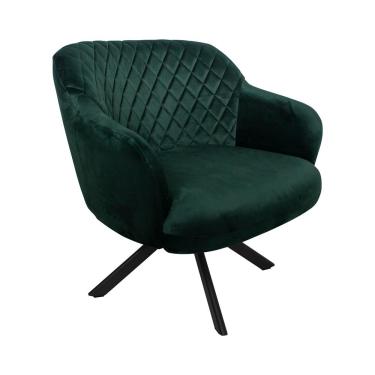 Imagem de Poltrona Decorativa Kitana Pés Preto Giratório Veludo Verde - Gran Belo