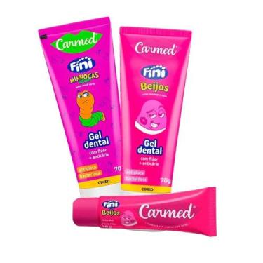 Imagem de Kit Gel Dental Beijos+Minhocas+Hidrat Labial Beijos Carmed