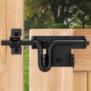 Imagem de Fecho Slide Bolt Gate BOODVON para cerca de madeira, preto (pacote com