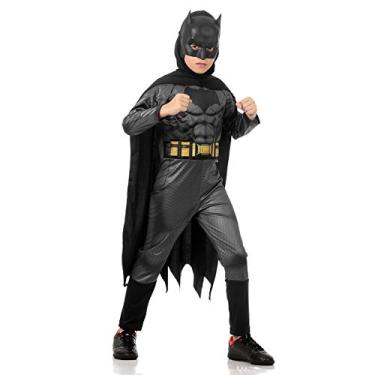 Imagem de Fantasia Batman Luxo Infantil 920890-p Sulamericana Fantasias Cinza/preto P 3/4 Anos