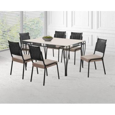Imagem de Conjunto mesa gourmet dc rt. 1,60x0,90 vd serig 6 cad.rainha new junco