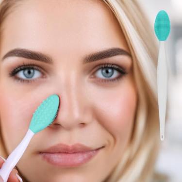 Imagem de Escova de limpeza de poros de silicone, ferramenta esfoliante facial dupla face para remoção de cravos e cuidados com a pele