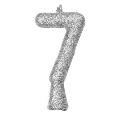 Imagem de Vela Puro Glitter Prata N 7 - Embalagem com 1 unidade.