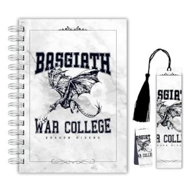 Imagem de Diário de Leitura – Quarta Asa + Marcador Magnético + Marcador com Tassel Plastificado - Capa BASGIATH WAR COLLEGE fundo mármore