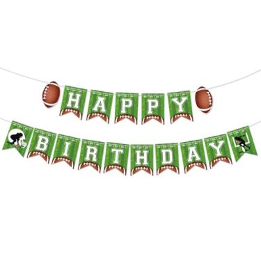 Imagem de Bandeira de Feliz Aniversário de Futebol Pré-amarrada Decoração de Festa de Futebol para Tigela, Dia de Jogo, Esportes Artigos de Festa Temáticos