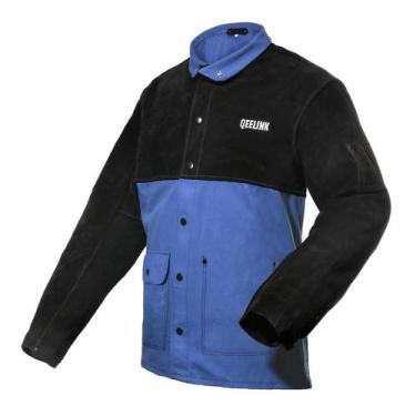 Imagem de Jaqueta de soldagem QeeLink Split Leather Sluves azul/preta