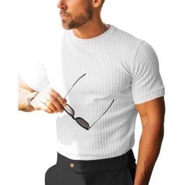 Imagem de Camiseta Beotyshow de malha canelada, manga curta, gola redonda, mascu