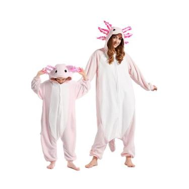 Imagem de Pijama unissex para animais adultos Onesie DarkCom Axolotl rosa