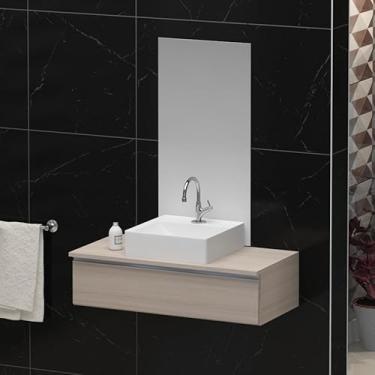 Imagem de Conjunto Gabinete Banheiro JOY 80cm (gabinete + cuba + espelheira) (Madeirado Inteiro)