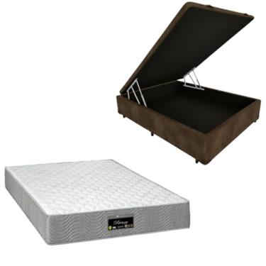 Imagem de Cama Box Baú Blindada com Colchão RivIera Molas Ensacadas 25cm de altura (SUEDE MARROM, Casal)