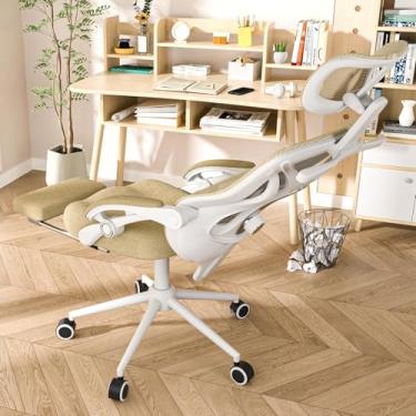 Imagem de CYKOV Cadeira de escritório ergonômica – encosto lombar e de cabeça ajustável, reclinável de 90 a 160° com apoio para os pés, encosto de malha respirável – Cadeira de computador para escritório em