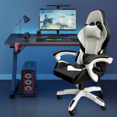 Imagem de Cadeira Gamer Ergonômica com Ajuste de Altura, Apoio para Cabeça, Reclinação 90°-150° e Rodas 360° - Suporta até 200KG