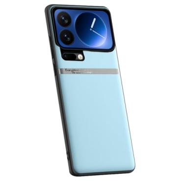 Imagem de LTLMYDAM Capa fina para Xiaomi 17 Pro Max/17 Pro/17, capa traseira de couro vegano líquido, linha legal, minimalista, leve, proteção contra choque, azul, 17 Pro
