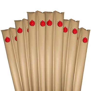 Imagem de Robelle Pacote com 6 pesos de cobertura de piscina de câmara dupla caramelo resistente de 2,4 m, vinil de 0,33 mm de espessura, sacos de água para piscina, tubos de água