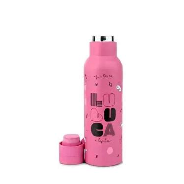 Imagem de Garrafa Térmica Squeeze Inox Rosa Com Alça Luluca 500Ml