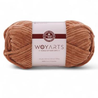 Imagem de Woyarts Fio de veludo – Fio de chenille grosso super volumoso para crochê e tricô, 100 g (120 m) - grosso, fofo e macio - perfeito para cobertor de bebê, amigurumi, projetos de pelúcia (A-Brown, 1