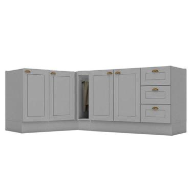 Imagem de Balcão Porta Toalha Com Canto Reto E Balcão Com 1 Porta E Balcão Para Pia Americana Cinza - Henn