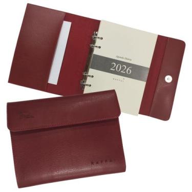 Imagem de Agenda Diária 2026 107-R Personalizada Raffai Couros, Vermelho