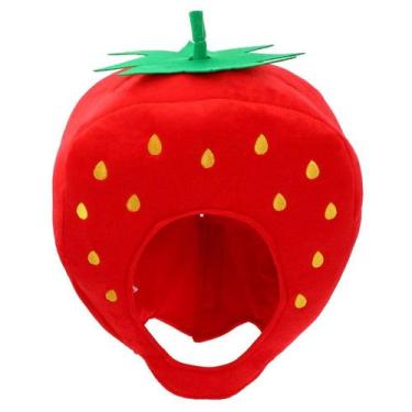 Imagem de Chapéu de fantasia Strawberry com top de folha verde para adultos e cr