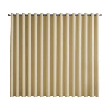 Imagem de Cortina Blackout Basic, Bloqueia 85% da Luz, Varão Simples, 7 Cores em 4 Tamanhos, 2 Peças com Ilhós (Palha, 6,00 x 2,70m)