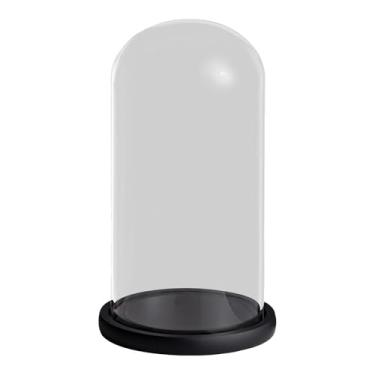 Imagem de Vidro cúpula de exibição com base redonda, vidro colecionável para decoração de casa, borossilicato de vidro alto, base Eva, plantas e estatuetas apresentando ótimo