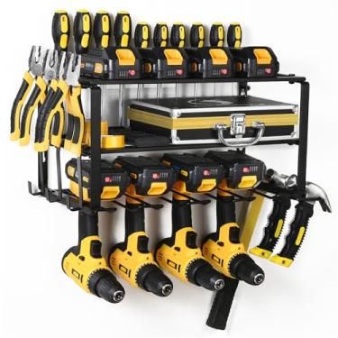 Imagem de Suporte de parede organizador de ferramentas elétricas, suporte de armazenamento de bateria, material de ferro resistente, organizador de ferramentas de garagem e oficina, 68 kg, suporte de