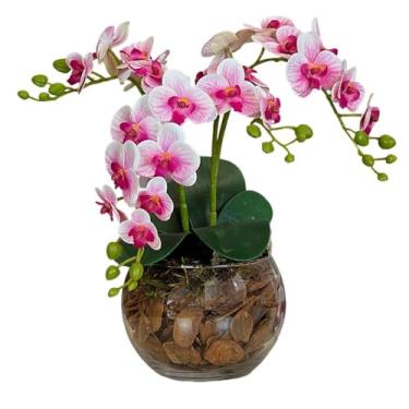 Imagem de ARRANJO ORQUIDEA ARTIFICIAL 3D 4 HASTES VASO VIDRO INCOLOR (Lilas)
