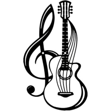 Imagem de Decoração de arte de parede de guitarra de metal preto - Escultura exclusiva de notas musicais para casa, sala de estar, banheiro e estúdio - metal elegante