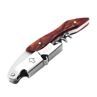Imagem de Chave de vinho multifuncional, abridor de sommelier saca-rolhas, profissional de garçom de aço inoxidável, 12,2 cm / 12,3 cm, com cortador de alumínio, marrom 3 em 1