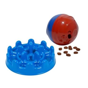 Imagem de Kit Redondog P Comedouro Lento Mini Pet Fit Brinquedo Interativo Para Cães Pequeno Porte (Azul)