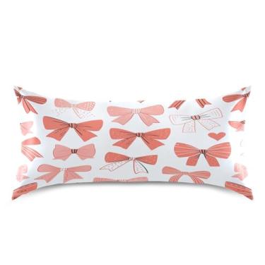 Imagem de Blueangle Fronha de cetim Red Bows para cabelo e pele, fronha de seda, tamanho king (50,8 x 101,6 cm) - Capas de almofada de cetim com fecho de envelope (685)
