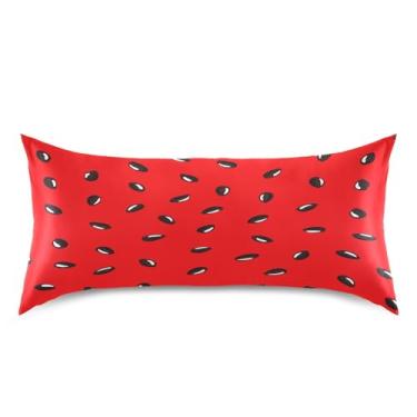 Imagem de Blueangle Fronha de cetim com sementes de melancia preta para cabelo e pele, fronha de seda, tamanho king (50,8 x 101,6 cm) - Capas de almofada de cetim com fecho de envelope (721)