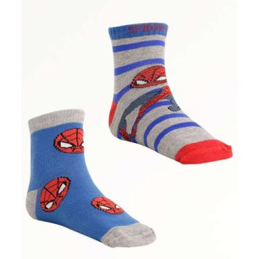 Imagem de Kit 2 Pares Meias Infantil Soquete Homem Aranha Marvel-76798, 34/36, C