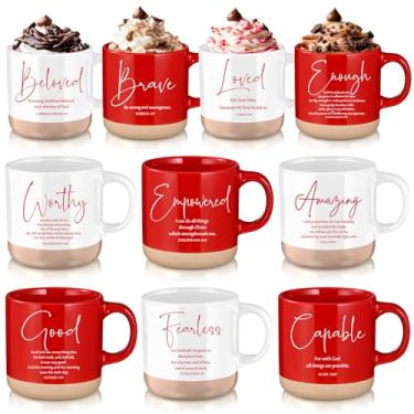 Imagem de Didaey 10 peças de caneca cristã de Natal a granel presente de igreja inspirador versículo bíblico caneca de café 368 g copo de cerâmica religiosa domingo escola favor para homens mulheres pastor