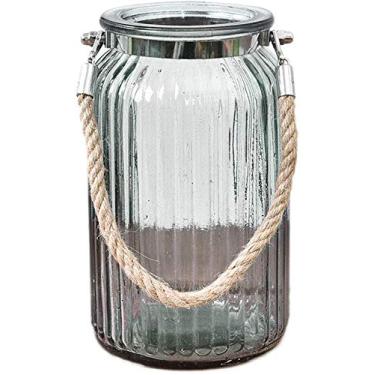 Imagem de YYBOES Vaso de vidro para decoração de quarto de flores, decoração de quarto, decoração de casa de vidro colorido para equipe de atendimento ao cliente (cor: cinza) para decoração de casa e centro de